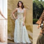 Woman wearing traditional sharara and gharara during Ramzan celebration