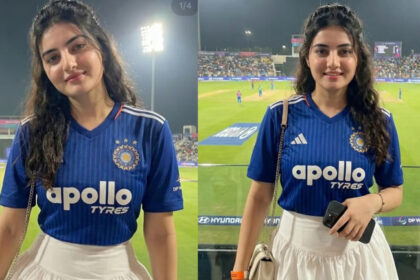 Aira Rawat cheering during India vs USA T20 World Cup match