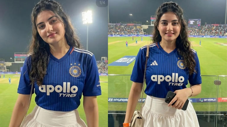 Aira Rawat cheering during India vs USA T20 World Cup match
