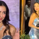 Malaika Arora silver gown at Kritika Kamra Gaurav Kapur reception