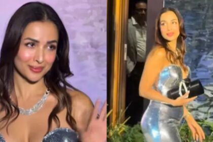 Malaika Arora silver gown at Kritika Kamra Gaurav Kapur reception