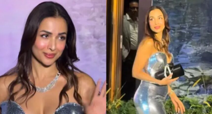Malaika Arora silver gown at Kritika Kamra Gaurav Kapur reception