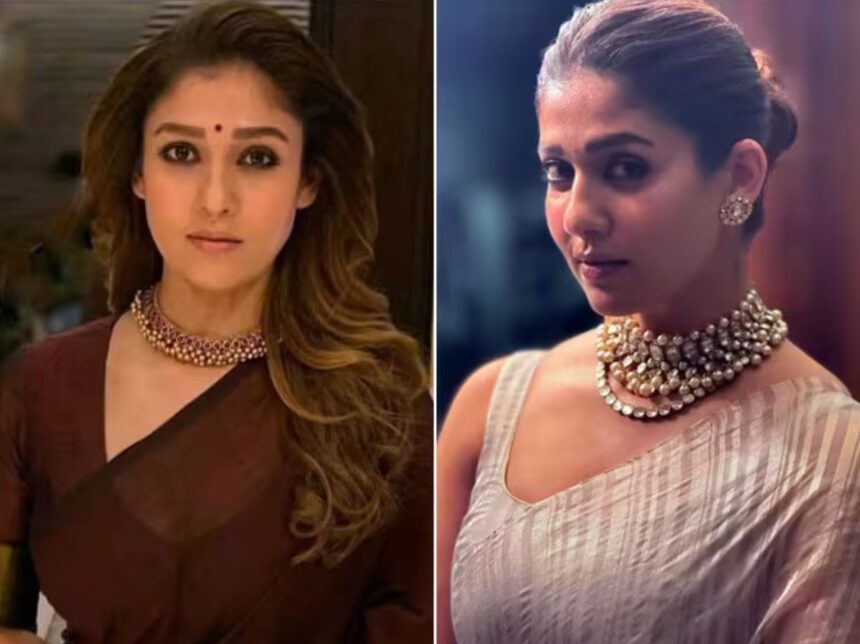 Nayanthara saree looks with traditional and modern jewellery styling
